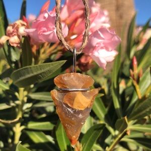 Brown Jasper Arrowhead w/ Hemp Necklace